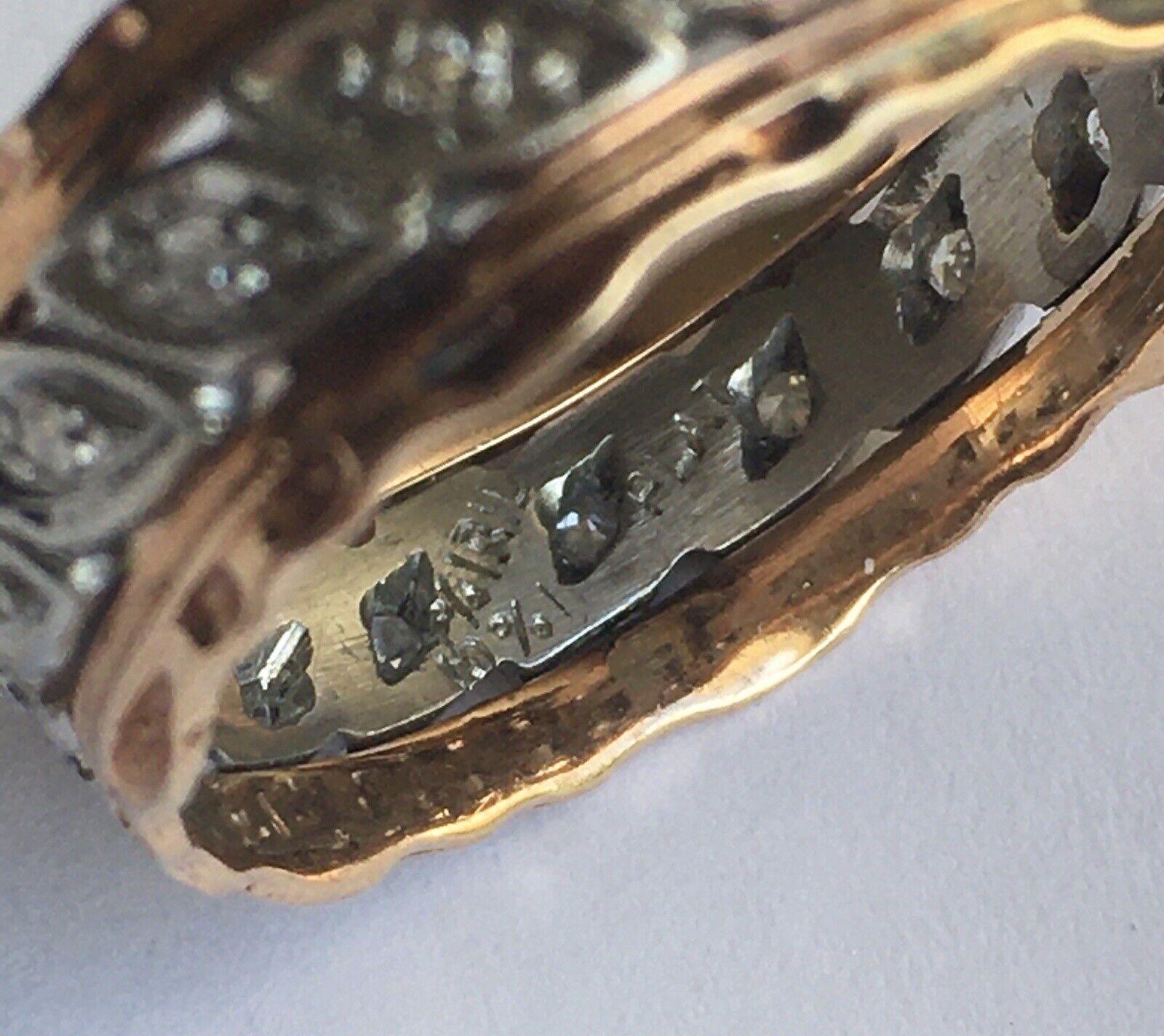 1910s Unisex Antique Edwardian Rose Gold Platinum Diamond Band For Sale 3