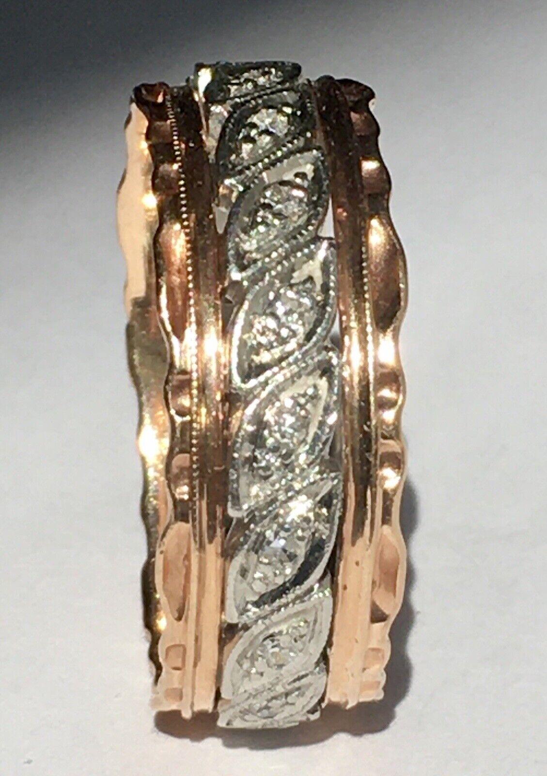 Unisex Antikes edwardianisches Roségold Platin-Diamantband, 1910er Jahre im Angebot 4