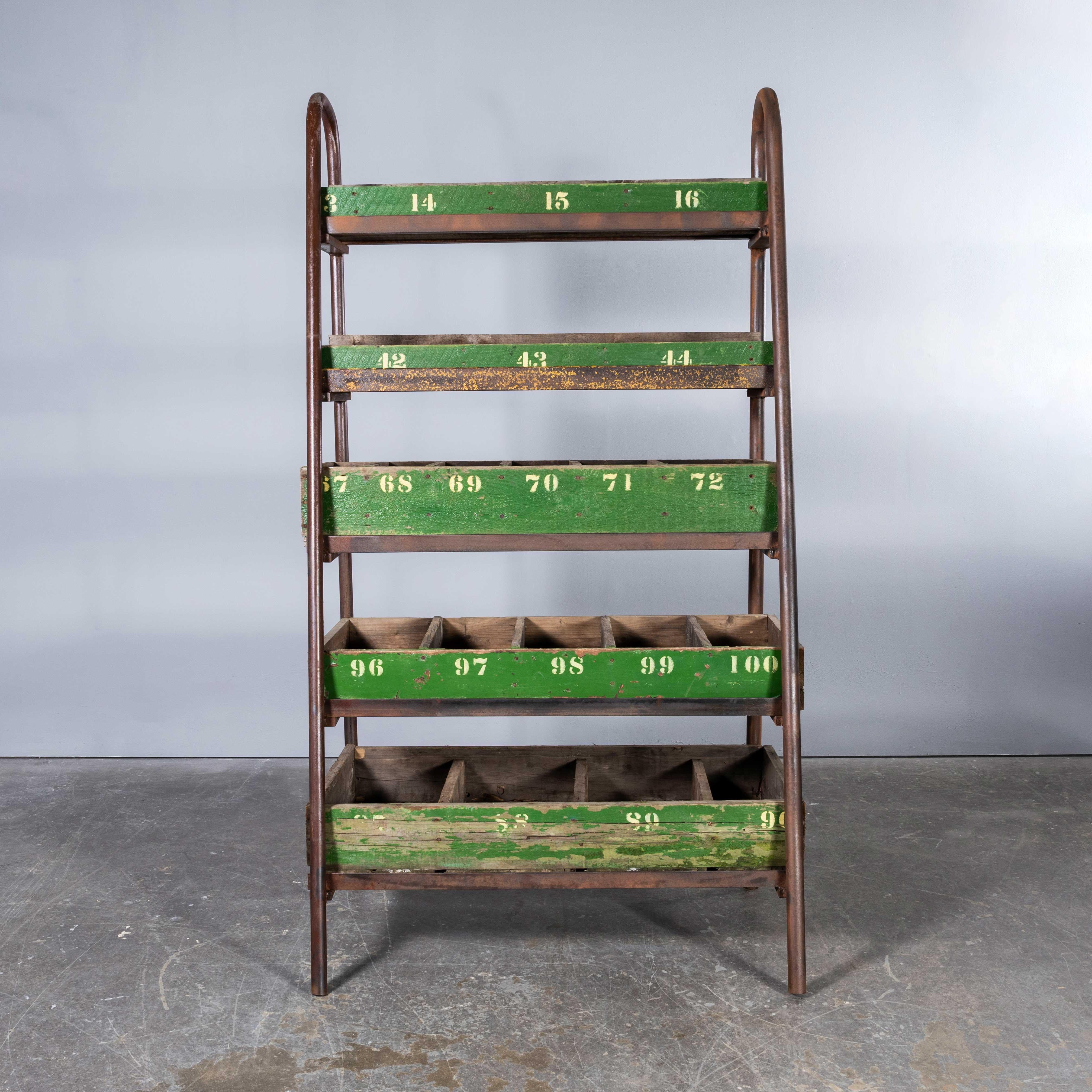 English 1910's Victorian Metal Frame Warehouse Pigeon Hole Rack