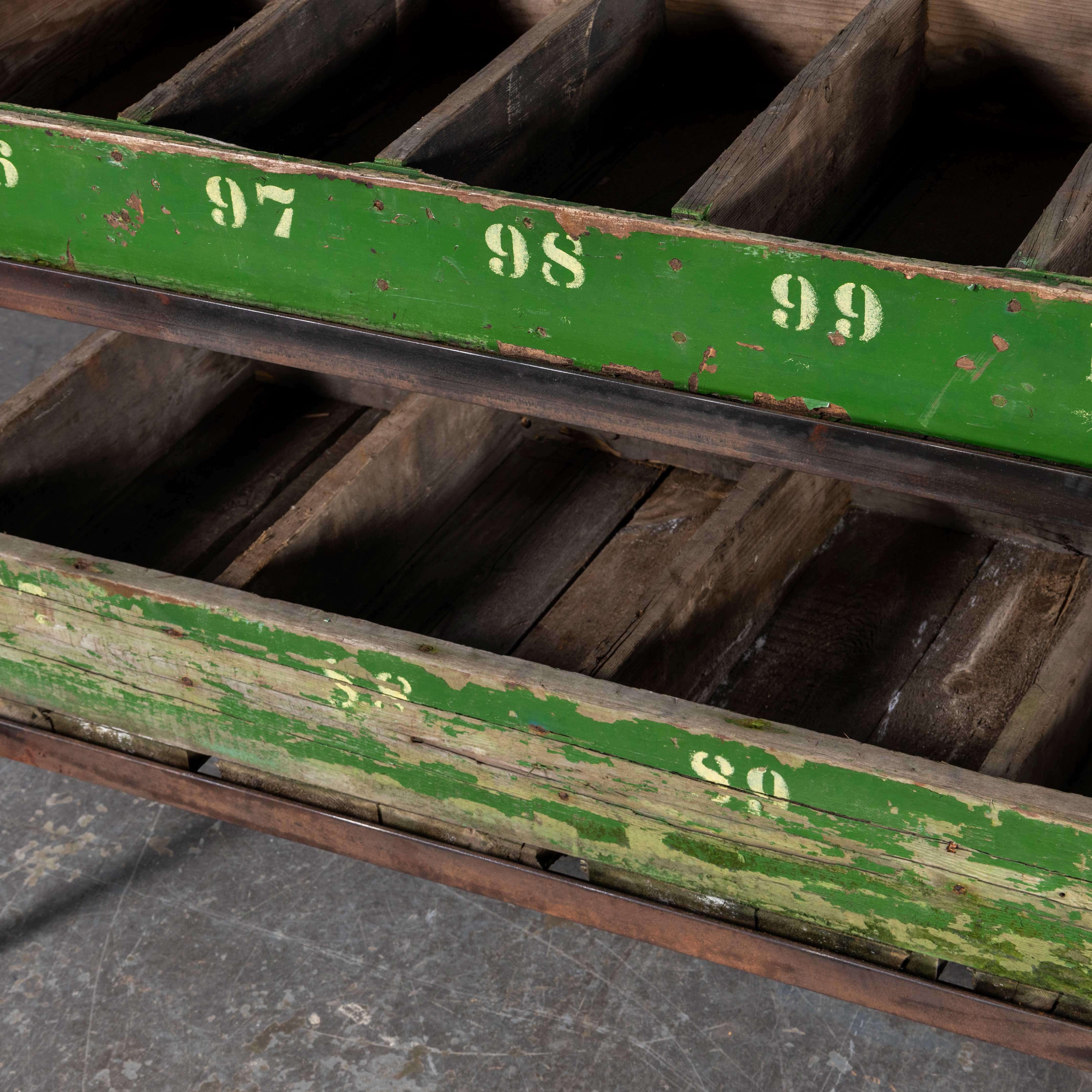 Early 20th Century 1910's Victorian Metal Frame Warehouse Pigeon Hole Rack