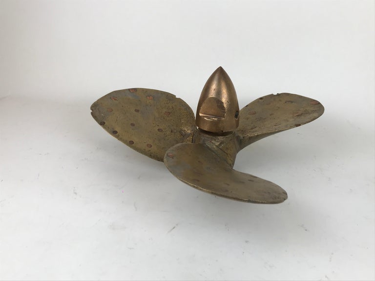 1910s Vintage Three Blades Brass and Copper Boat Propeller Made in