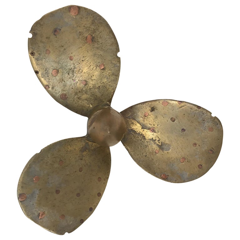 1910s Vintage Three Blades Brass and Copper Boat Propeller Made in