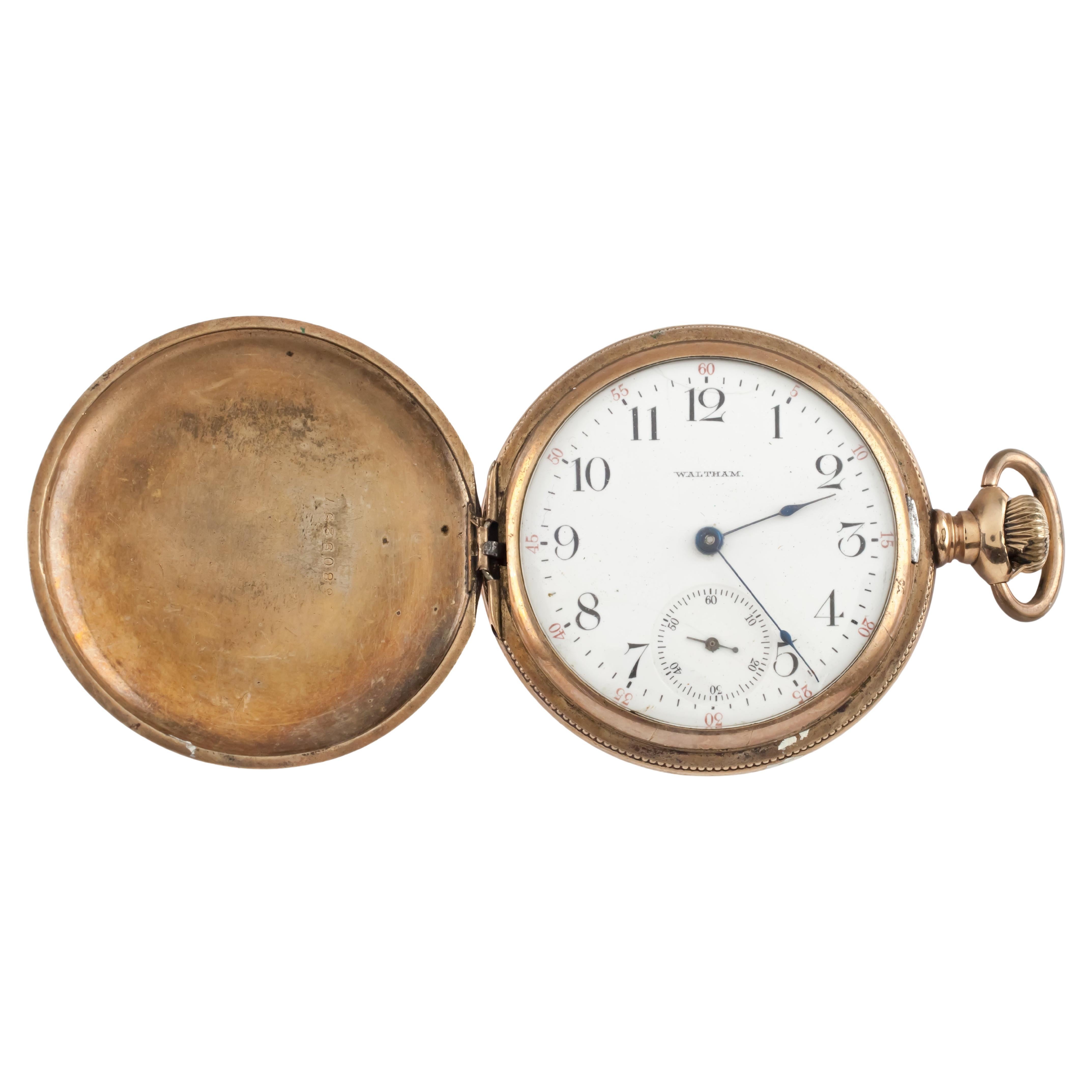 1910's Waltham Gold-Filled Antique Full Hunter Pocket Watch, Size 16