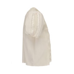 1910s White Cotton and Lace Panelled Front Blouse