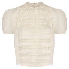 1910s White Cotton and Lace Panelled Front Blouse