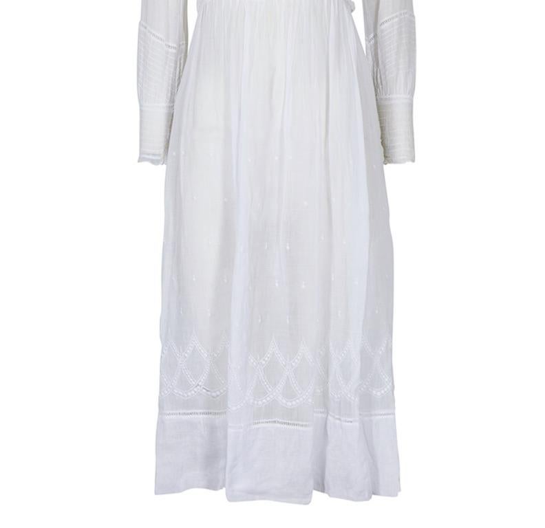 Women's 1910s White Cotton Muslin Tea Dress For Sale