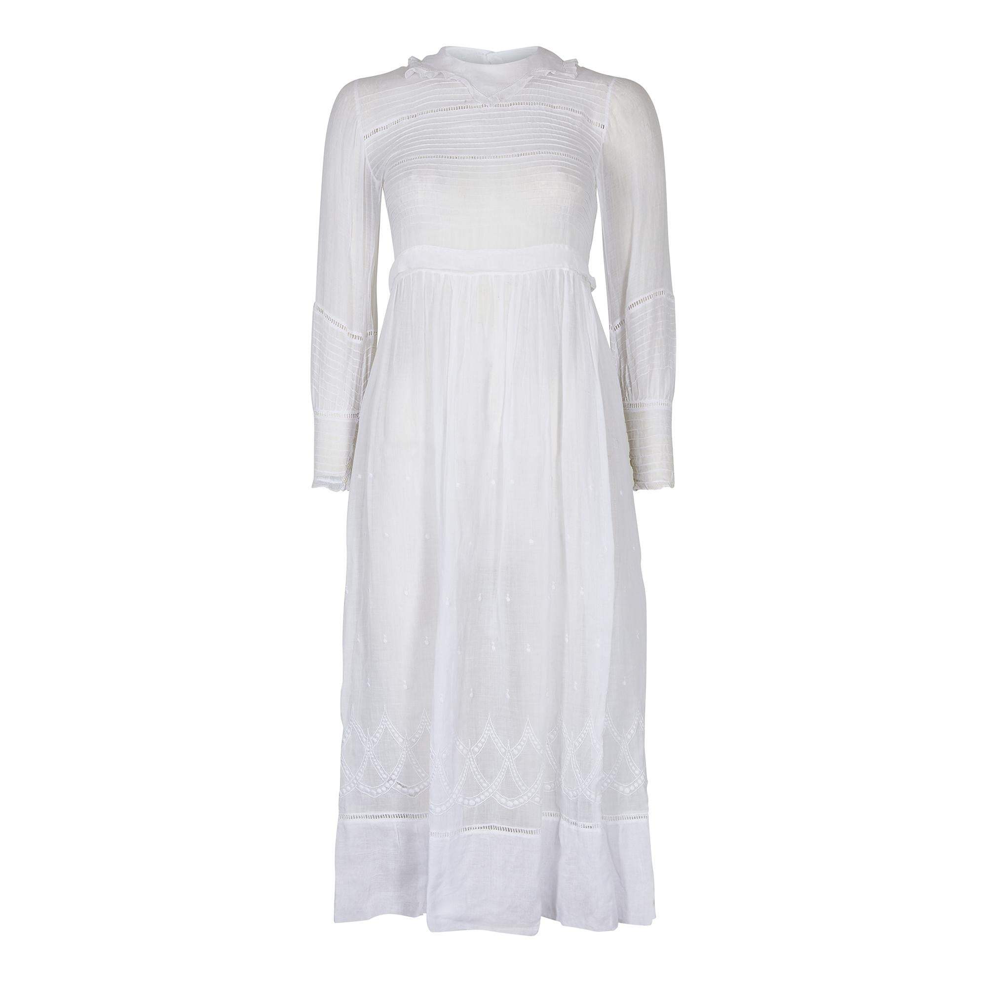 1910s White Cotton Muslin Tea Dress For Sale at 1stDibs | white muslin ...