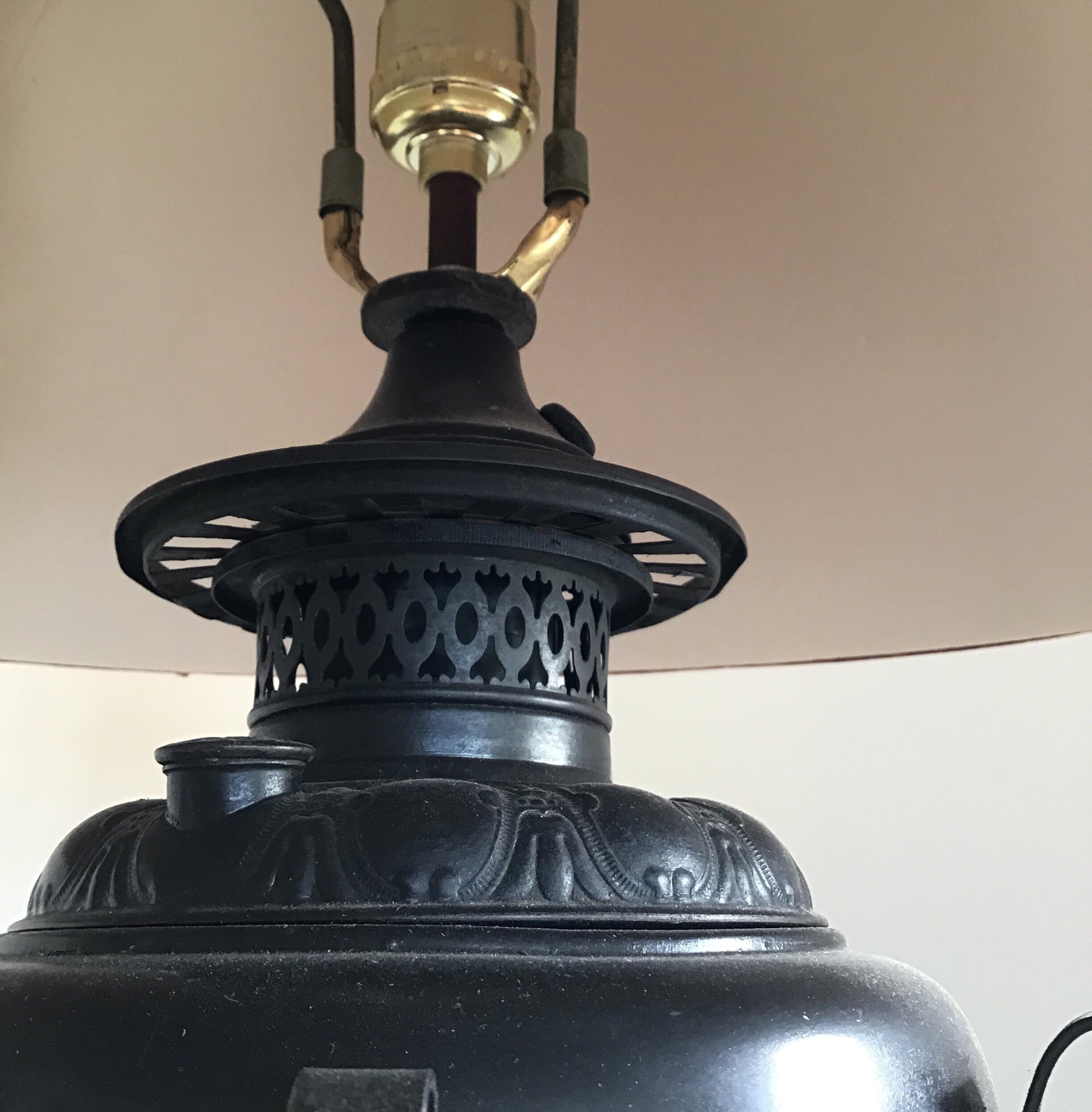 20th Century 1910s Converted  Wrought Iron oil  lantern to Single Lamp