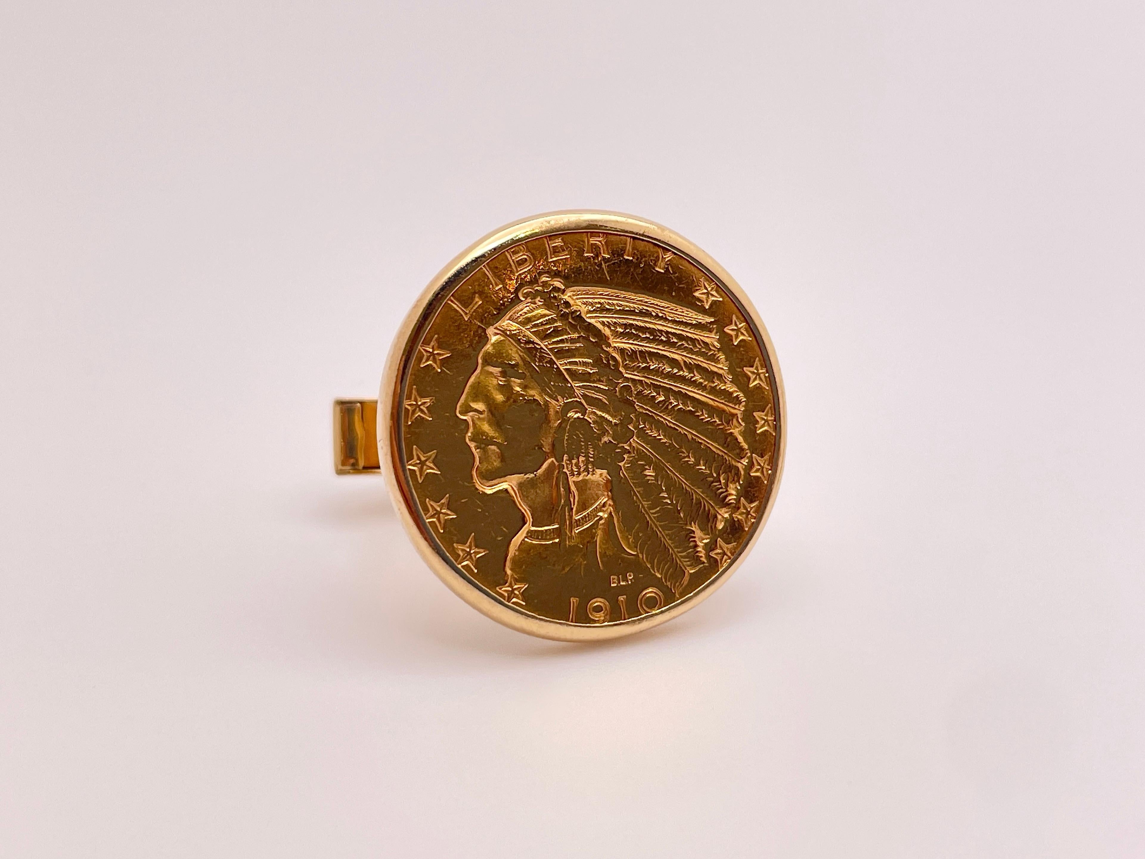 Pièces d'or indiennes de 1911 et 1910 5 $ en vente 6