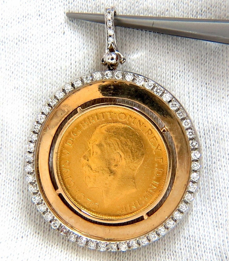 1911 British V. D.G Britt OMN Rex FD IND IMP Diamonds Pendant 22Kt 14Kt For Sale at