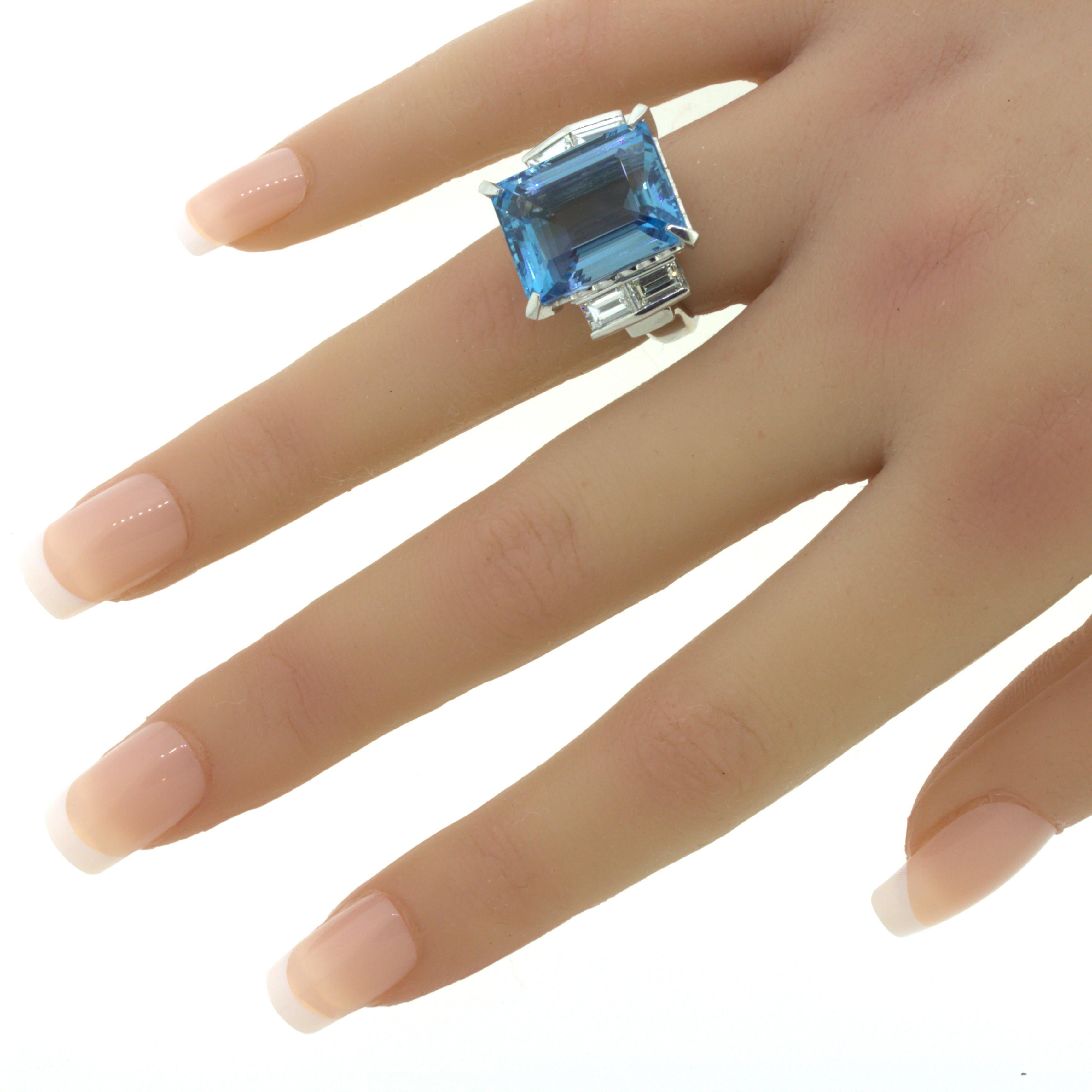 19.11 Karat Aquamarin Diamant Platin Cocktail-Ring im Angebot 9