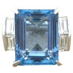 19.11 Karat Aquamarin Diamant Platin Cocktail-Ring