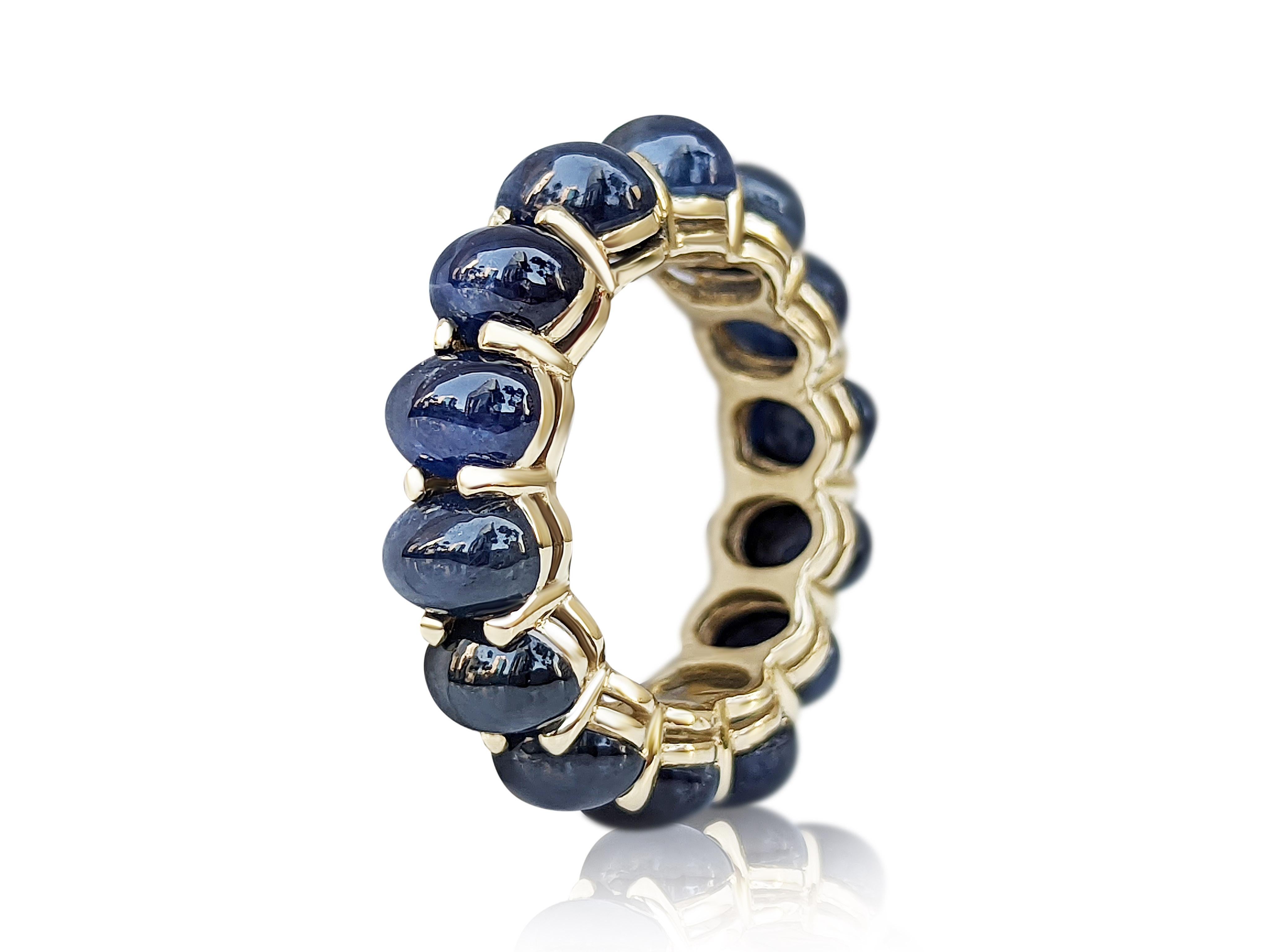 Art Deco 19.11 Carat Magnificent Blue Sapphire Eternity Band, 14Kt Yellow Gold, Ring