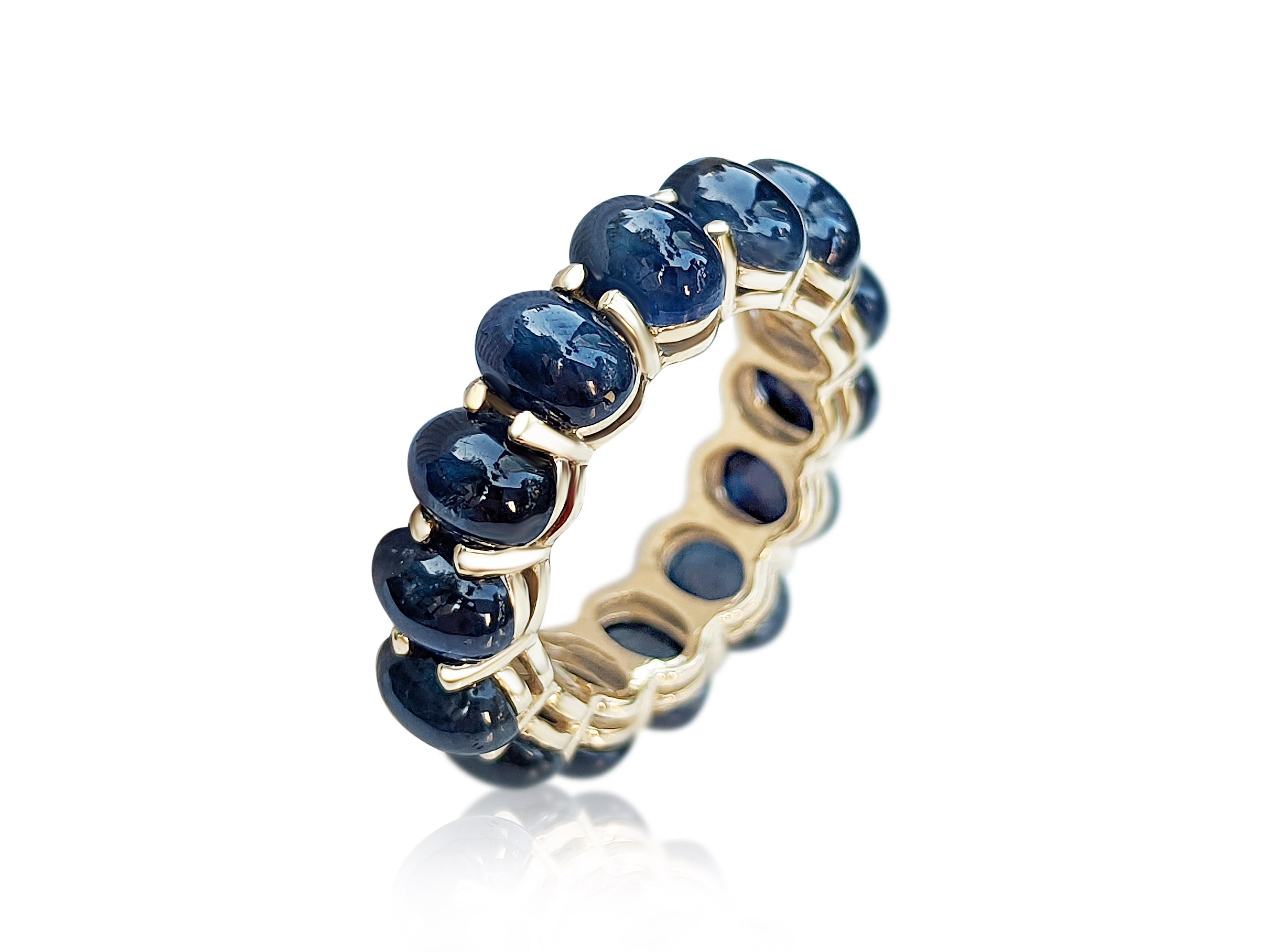 19.11 Carat Magnificent Blue Sapphire Eternity Band, 14Kt Yellow Gold, Ring In New Condition In Ramat Gan, IL