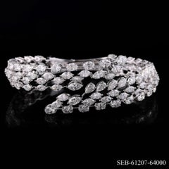 19.11 Carat Natural Diamond Cluster Wide Bangle Bracelet in 18K White Gold