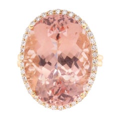 19.11 Carat Pink Morganite and White Diamond Ring