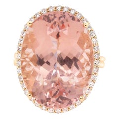 19.11 Carat Pink Morganite and White Diamond Ring
