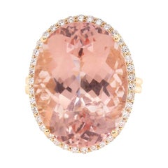 19.11 Carat Pink Morganite and White Diamond Ring