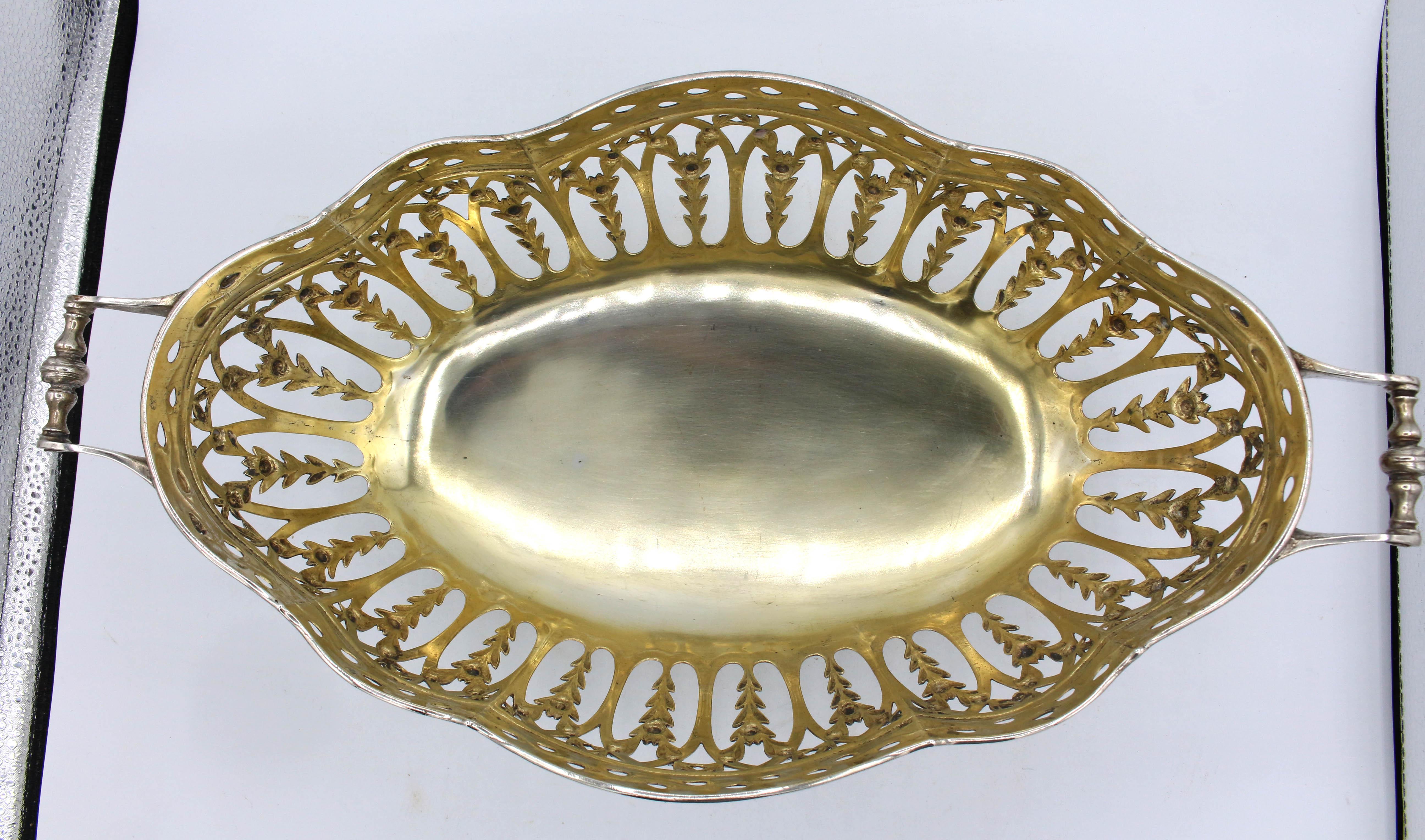 1911 Continental Silver Centerpiece Bowl with Glass Liner 3
