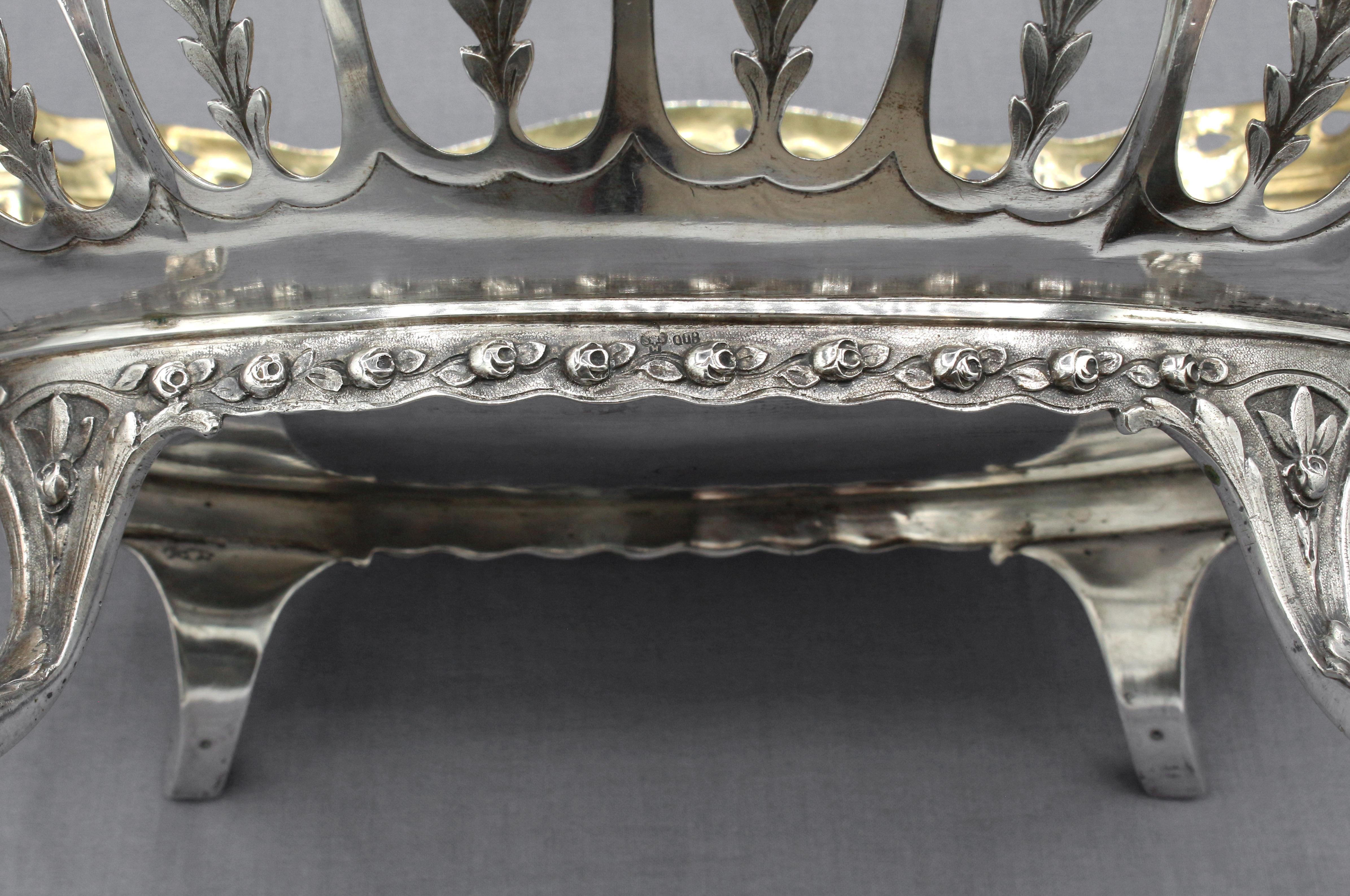 1911 Continental Silver Centerpiece Bowl with Glass Liner 7