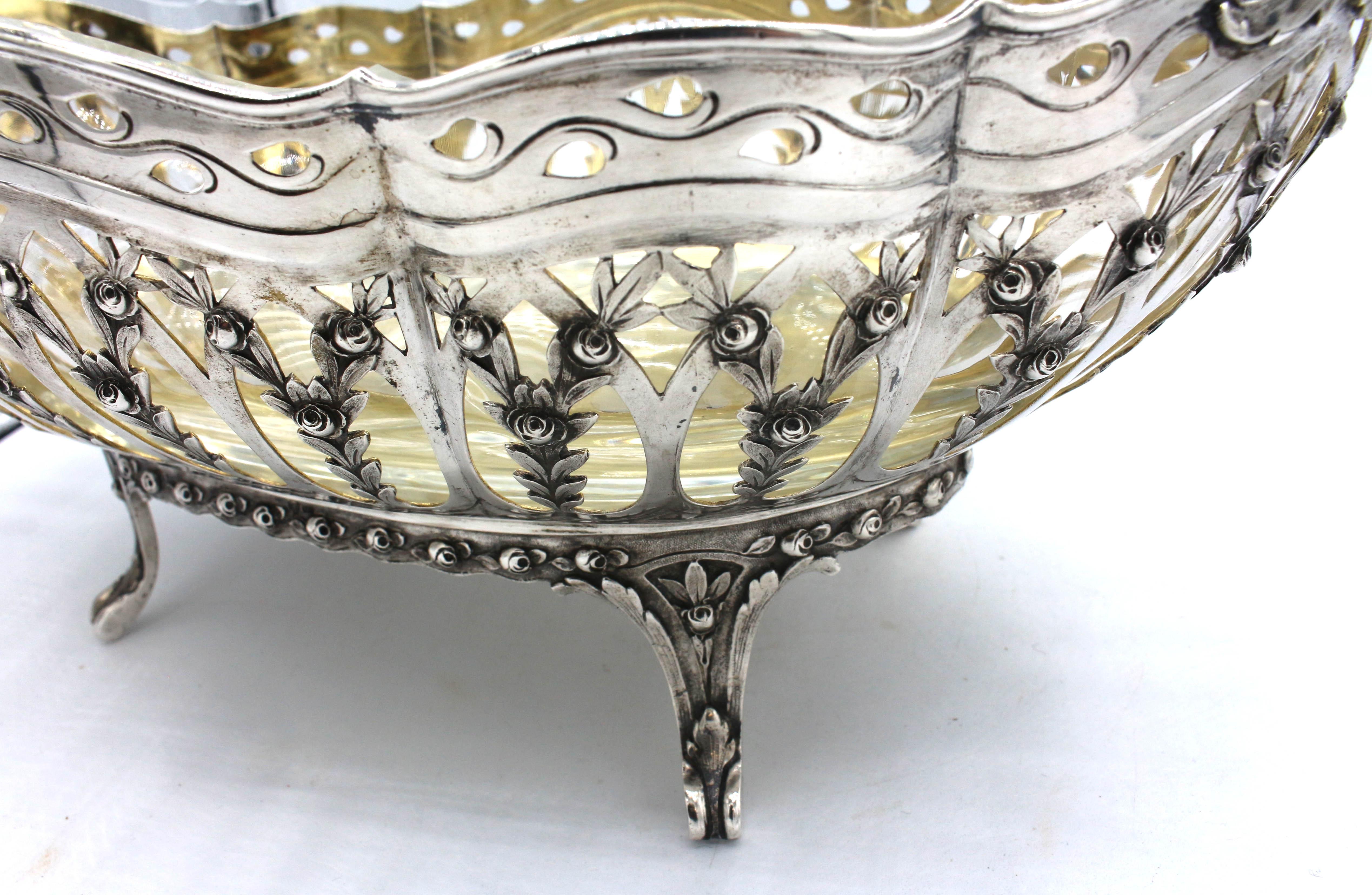 1911 Continental Silver Centerpiece Bowl with Glass Liner 1