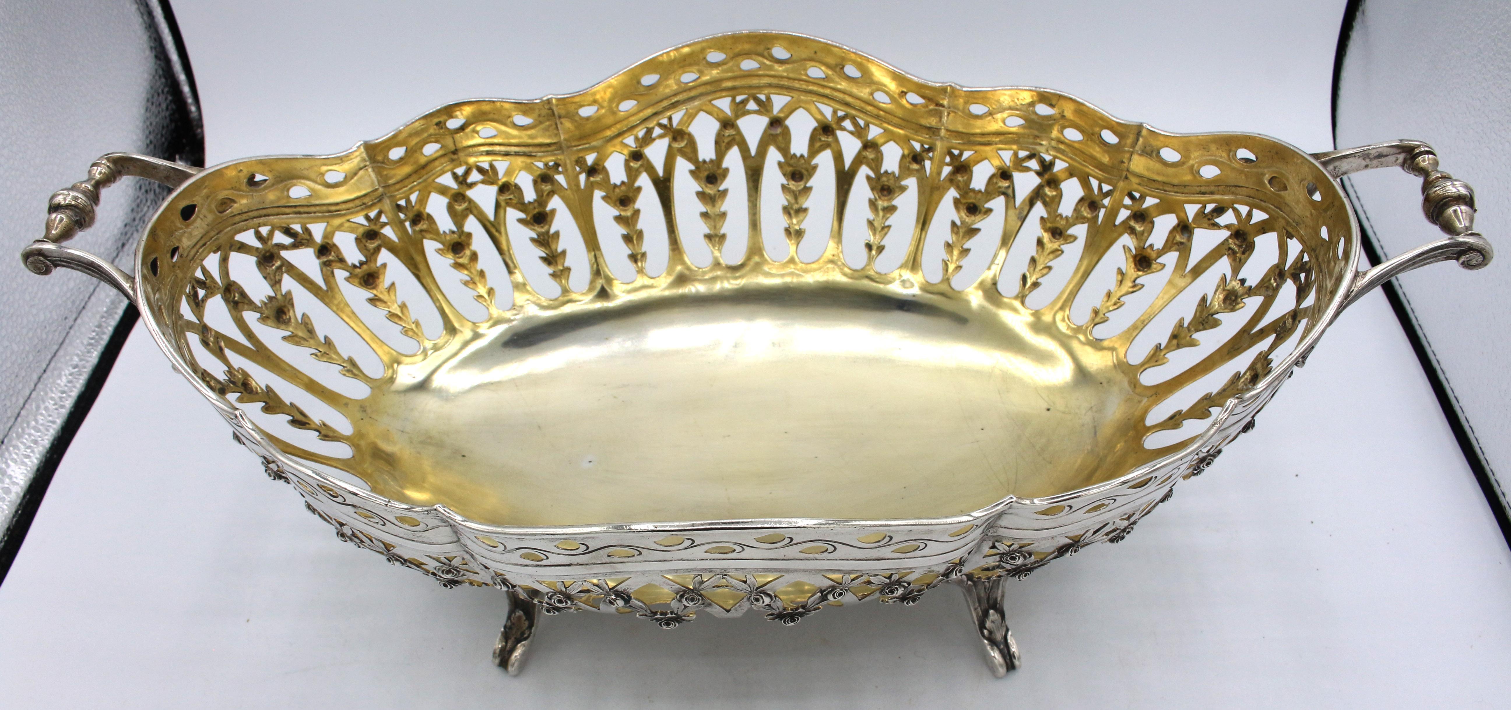 1911 Continental Silver Centerpiece Bowl with Glass Liner 2