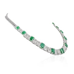 VR Jewels 19.11 CTW Emerald and 8.82 CTW Diamond Tennis Necklace 18k White Gold
