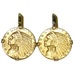 Vintage 1911-D Indian Head $2.50 Coin Cuff Links