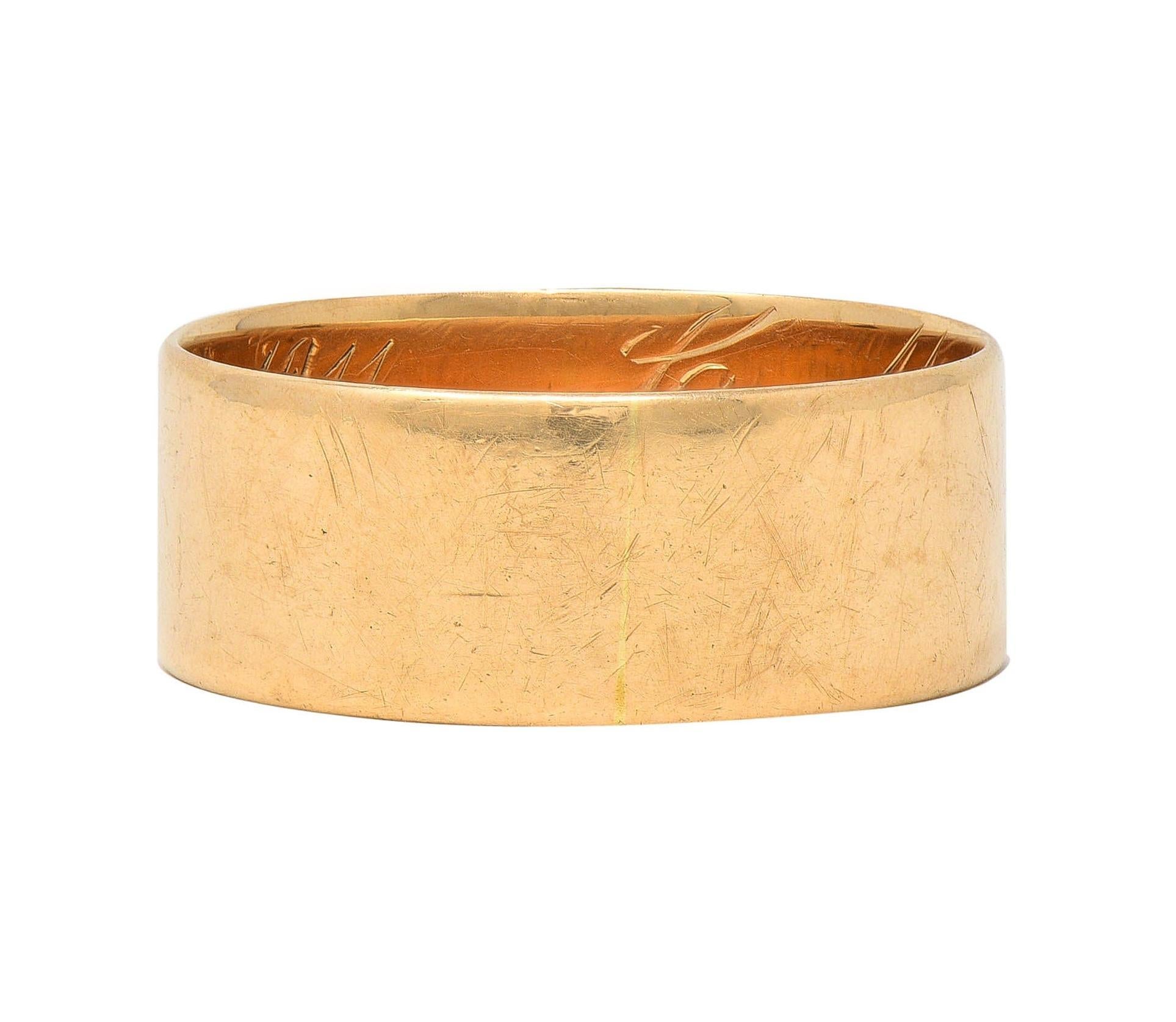 1911 Edwardian 14 Karat Yellow Gold Scottish Rite Antique Cigar Band Ring 2