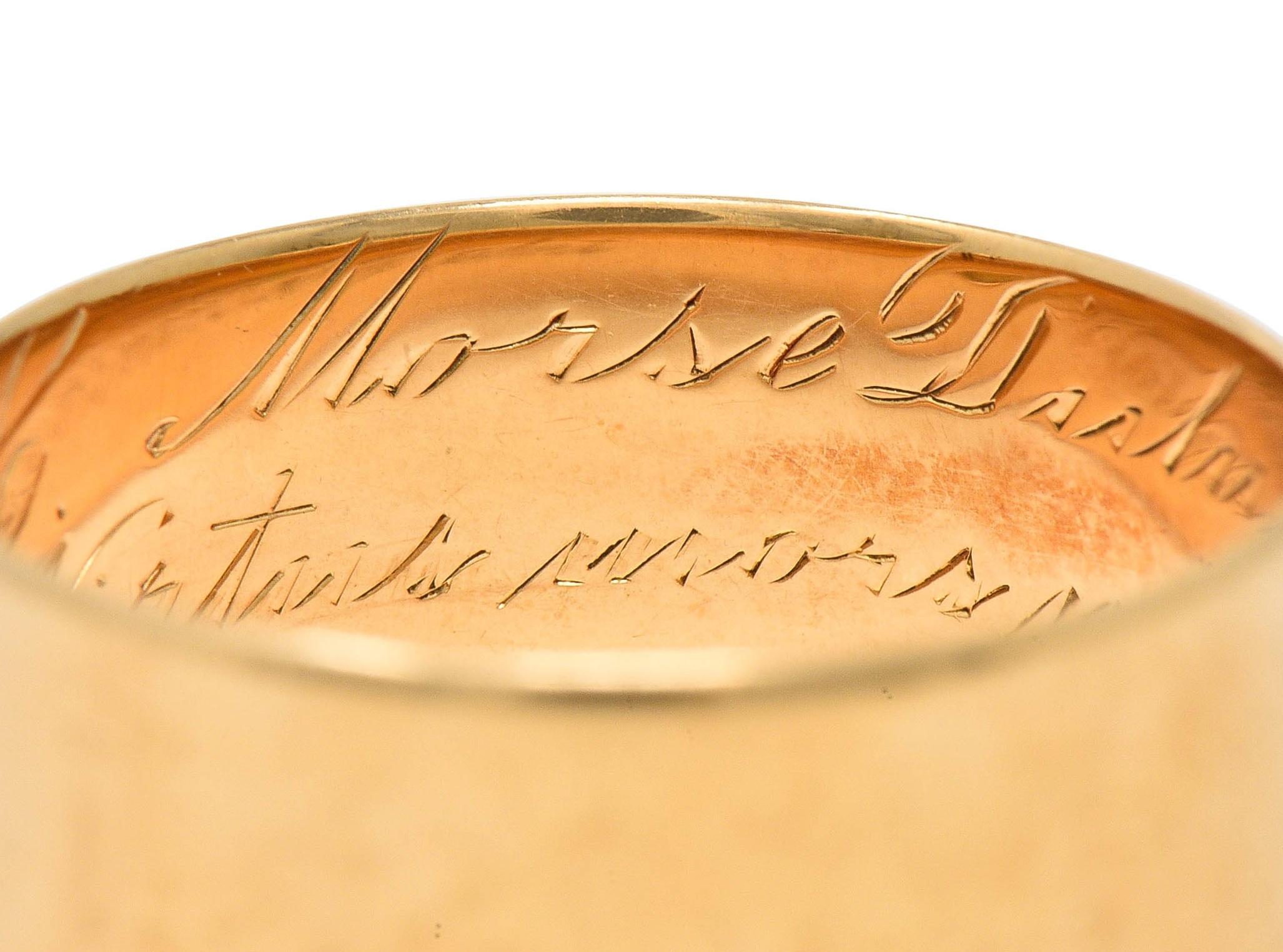 1911 Edwardian 14 Karat Yellow Gold Scottish Rite Antique Cigar Band Ring 4