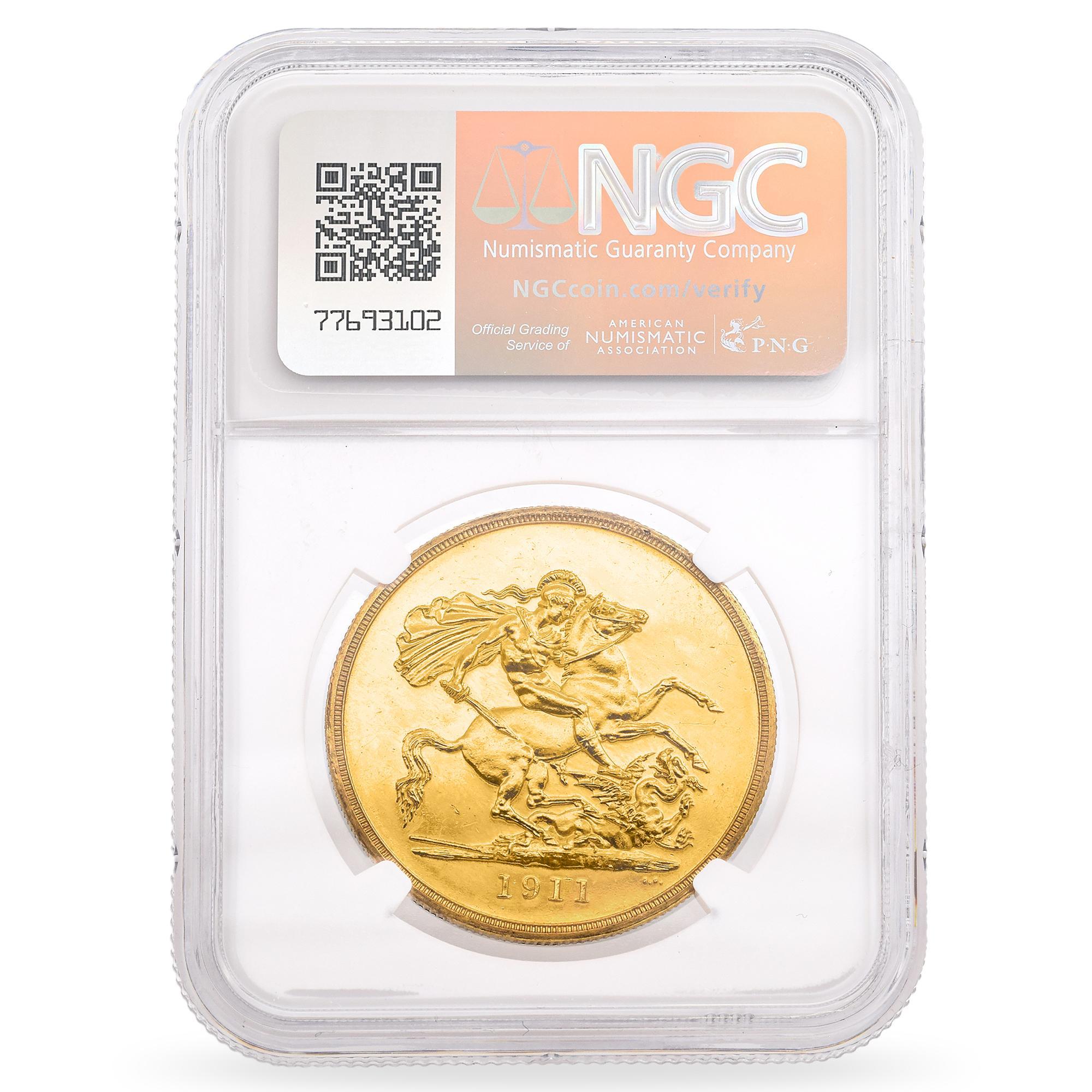 Número de certificación NGC: 2926133-001
Finura: 0,9167
Peso: 1,1775 onzas troy.
Valor nominal: 5
Año: 1911
País: Gran Bretaña
Material: Oro

REFERENCIA: BR-1436-102824-11