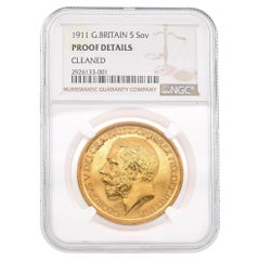 1911 Great Britain George V 5 Pound Proof Gold Coin  - Cleaned - NGC