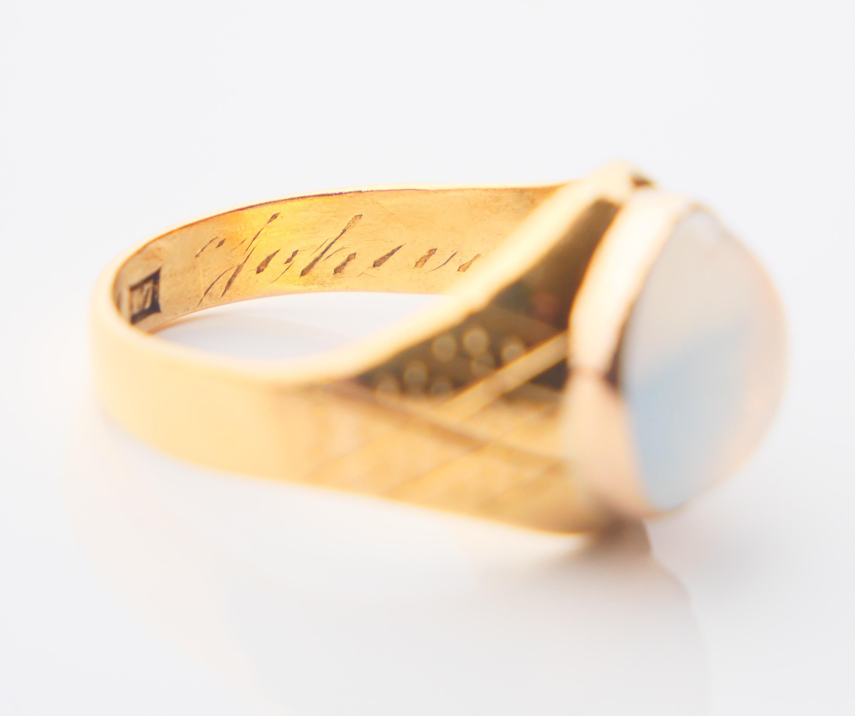 1911 John 's Ring Moonstone solid 23K Gold Ø US 7.25 /6 gr For Sale 7