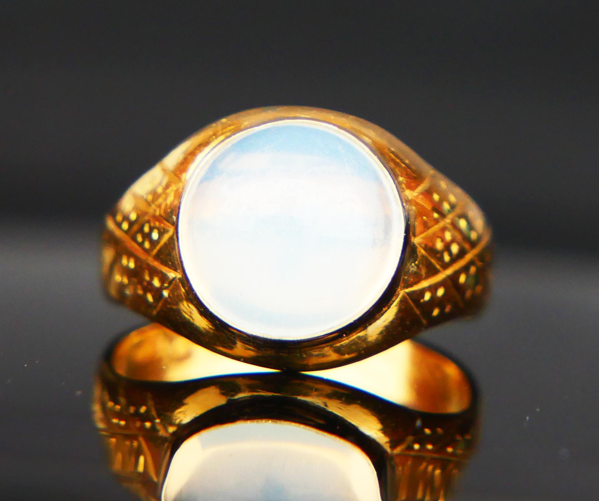 Art Nouveau 1911 John 's Ring Moonstone solid 23K Gold Ø US 7.25 /6 gr For Sale