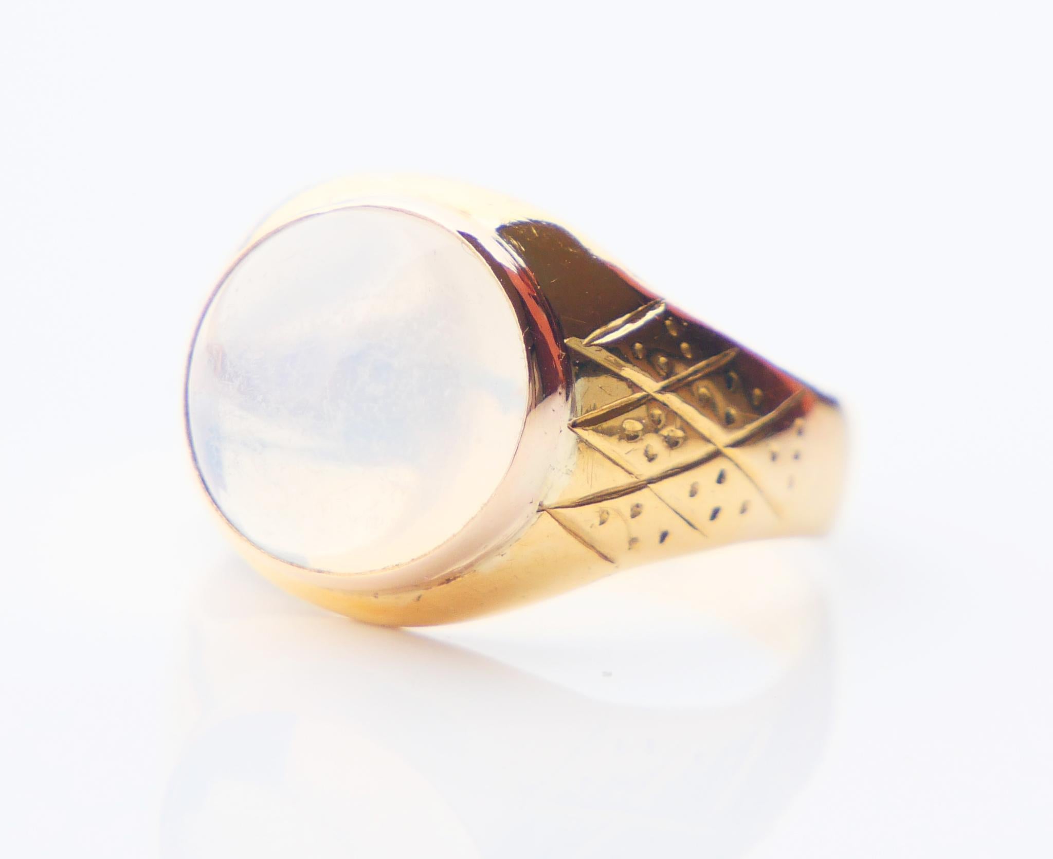 1911 John 's Ring Moonstone solid 23K Gold Ø US 7.25 /6 gr For Sale 4