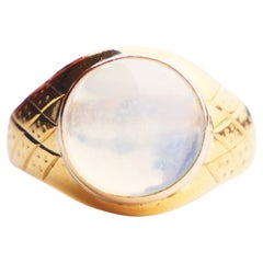 Antique 1911 John 's Ring Moonstone solid 23K Gold Ø US 7.25 /6 gr