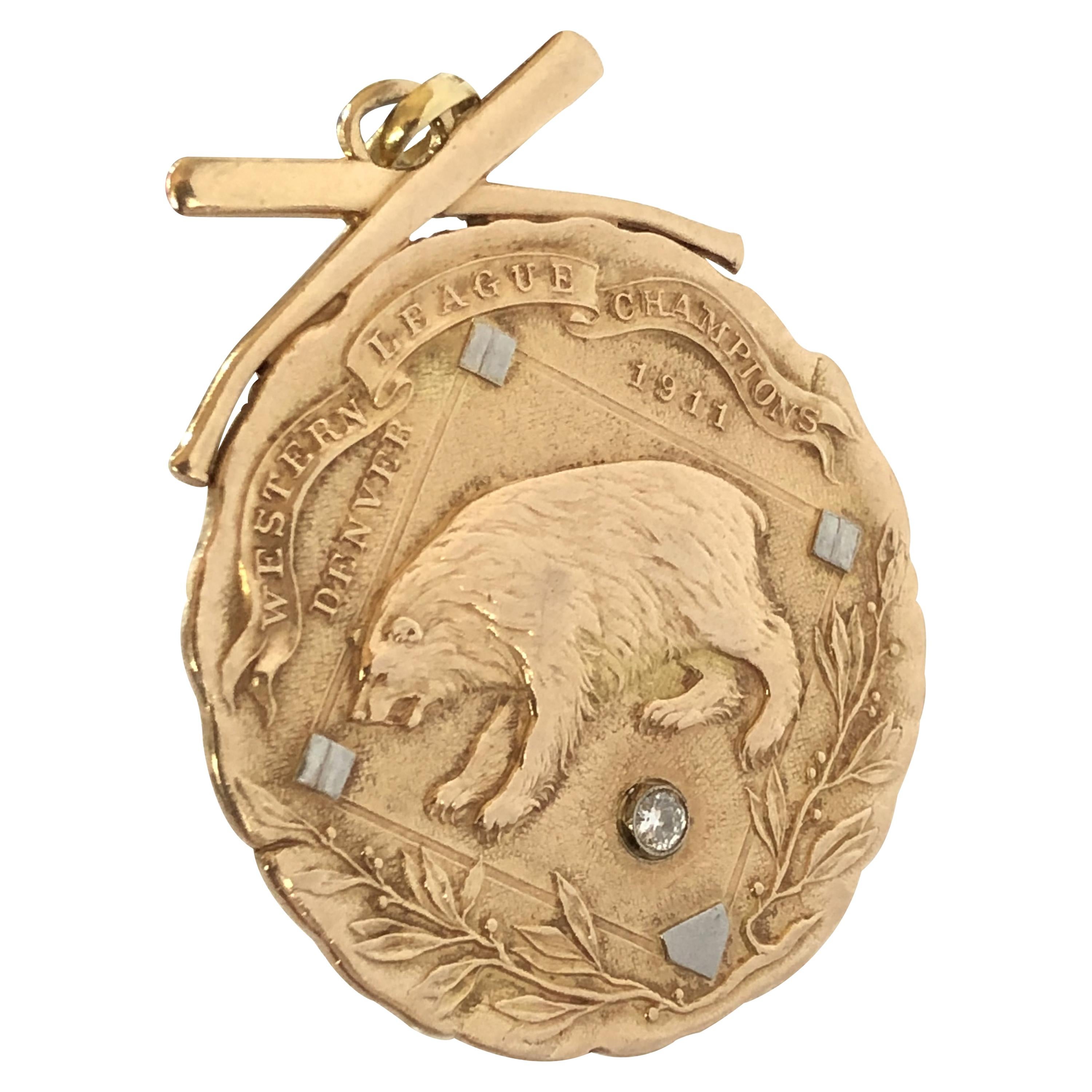 1911 Large Gold Important Baseball Presentation Medal from President Taft
