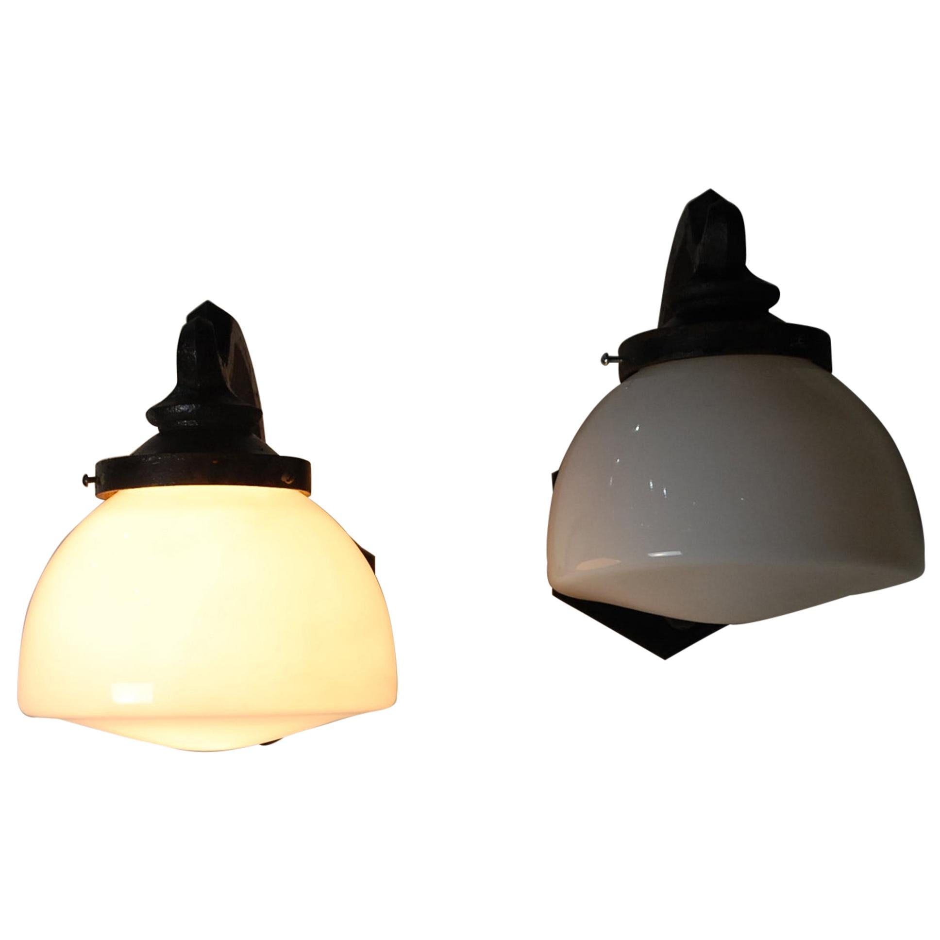 1911 Pair of Exterior Cast Iron Light Sconces