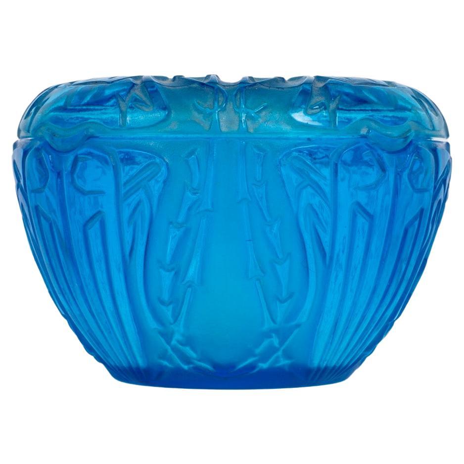 1911 René Lalique - Schachtel Quatre Scarabees Skarabäen Elektrisch Blau Glas