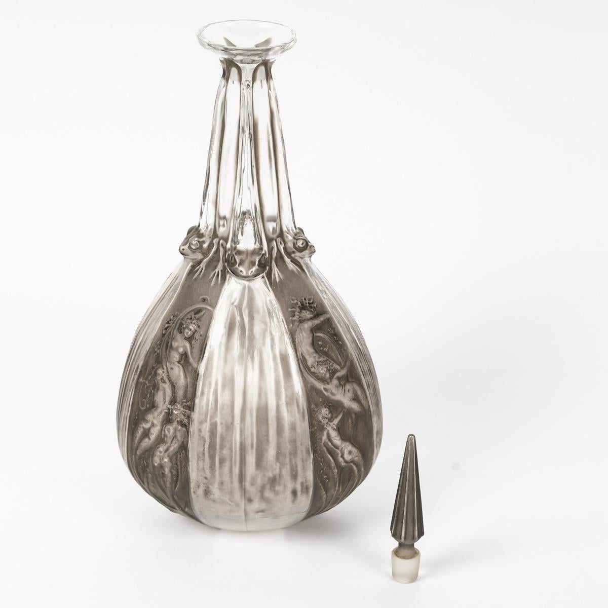 1911 René Lalique - Dekanter Sirenes & Grenouilles Glas Nixen & Frösche (Französisch) im Angebot