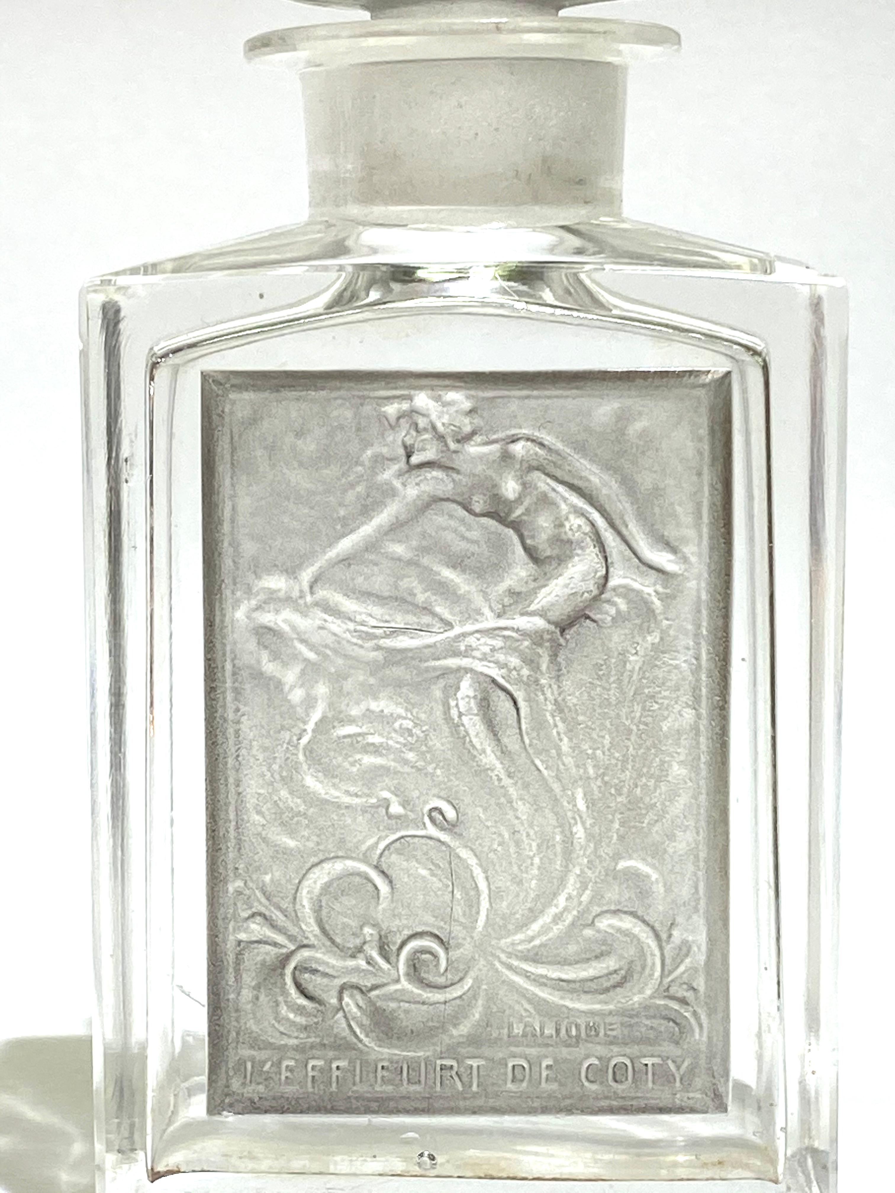 1911 Rene Lalique L'Effleurt for Coty Perfume Bottle Grey Stained Glass, Cicada 3