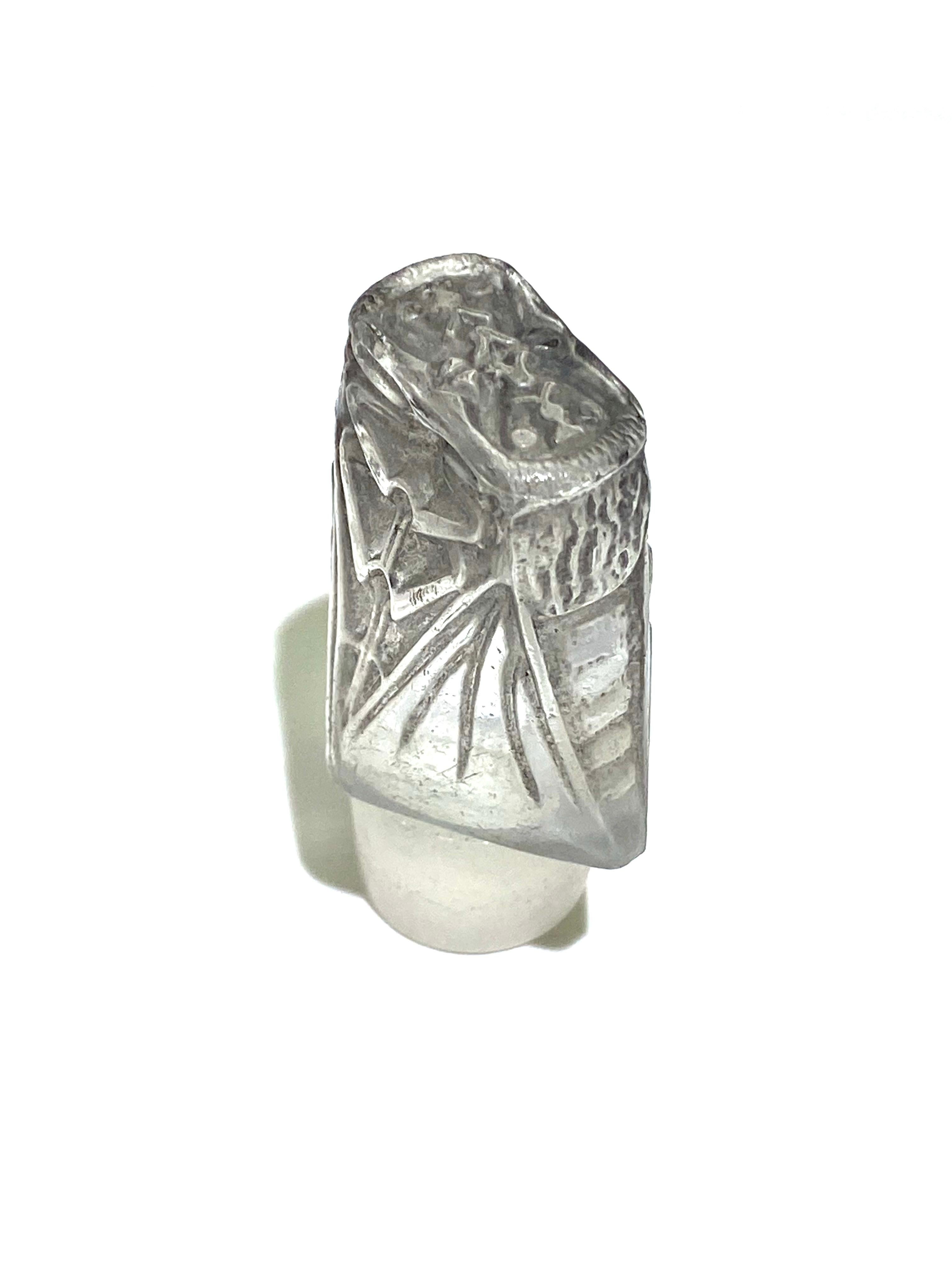 Blown Glass 1911 Rene Lalique L'Effleurt for Coty Perfume Bottle Grey Stained Glass, Cicada