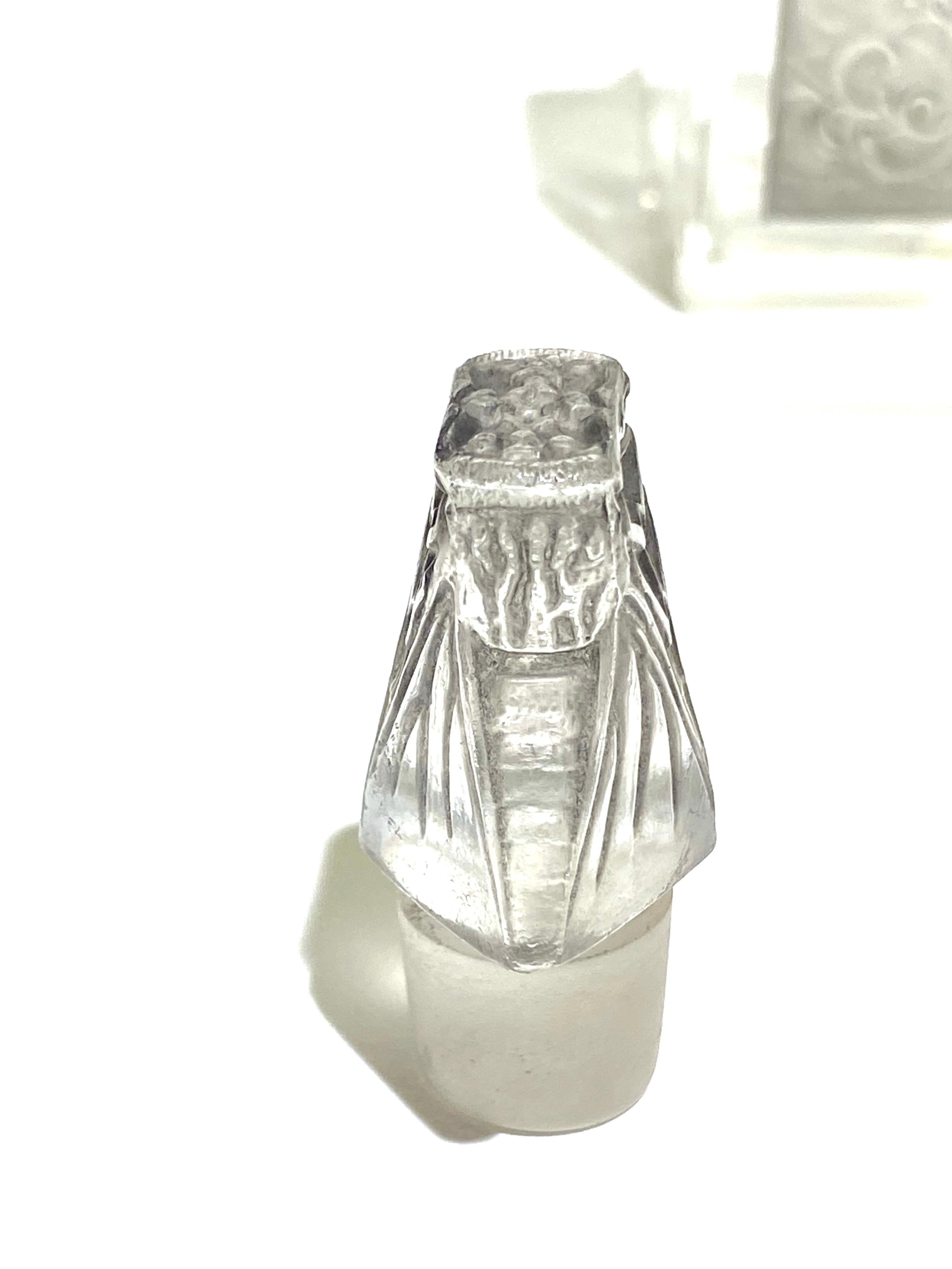 1911 Rene Lalique L'Effleurt for Coty Perfume Bottle Grey Stained Glass, Cicada 1