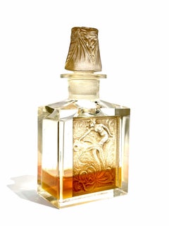 1911 Rene Lalique L'Effleurt for Coty Perfume Bottle Sepia Stained Glass, Cicada