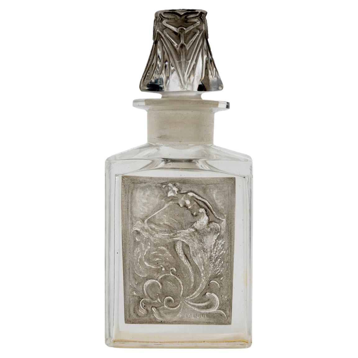 1911 René Lalique Perfume Bottle L'Effleurt Glass with Grey Patina for Coty