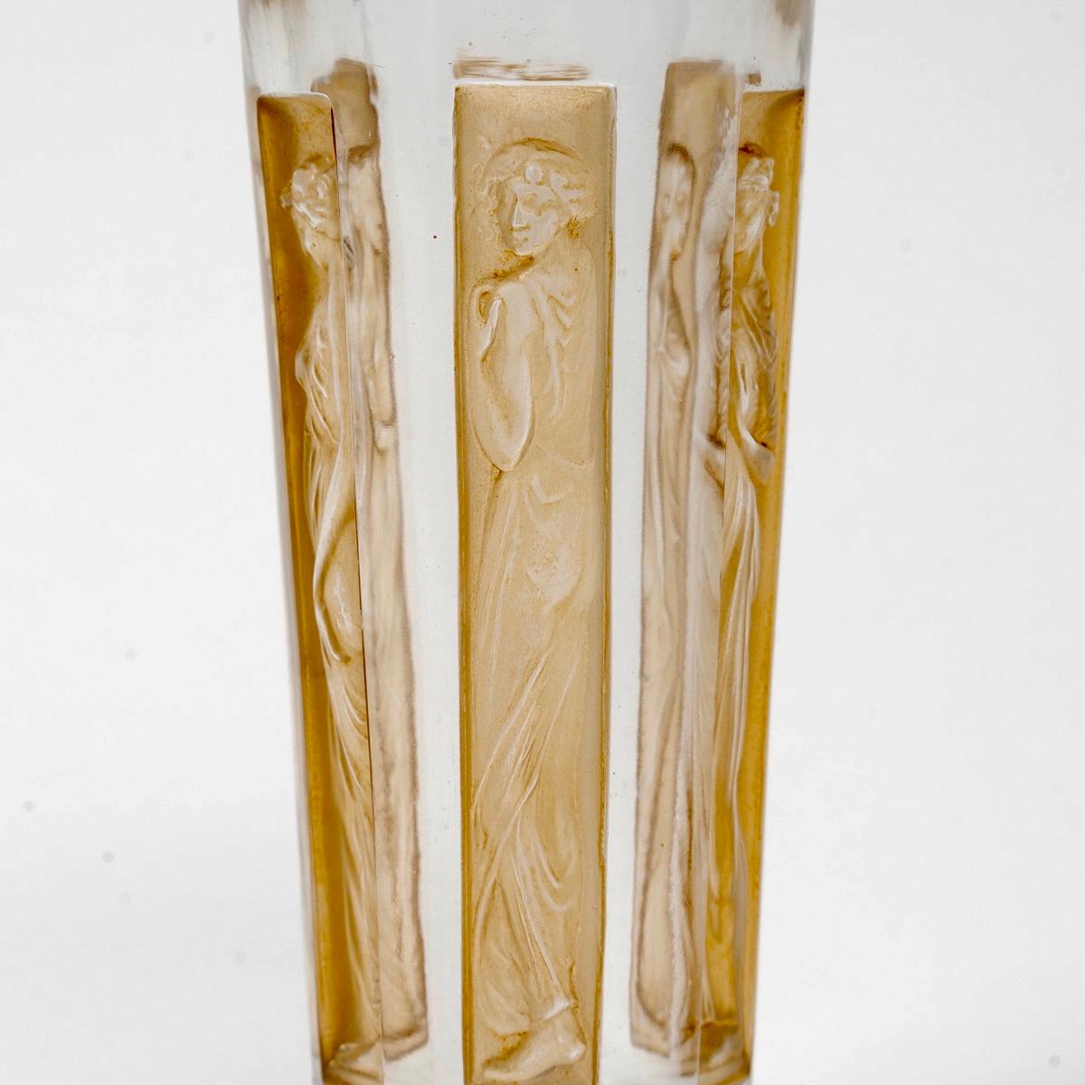 1911 René Lalique Six Figurines Glass Tumbler Glass Sepia Patina 3