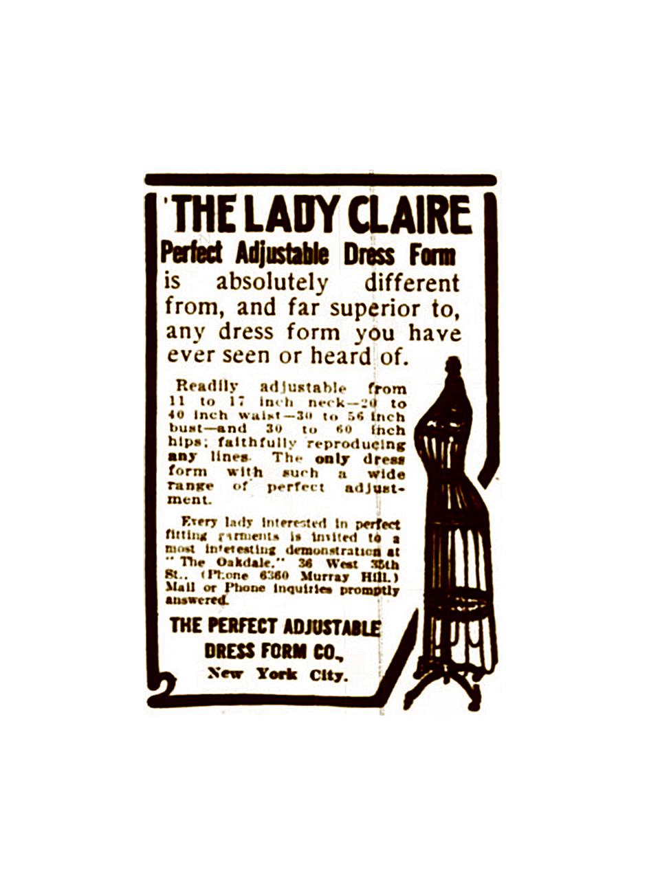 1911, The Lady Claire Dress Form, Very Rare In Good Condition For Sale In Peekskill, NY