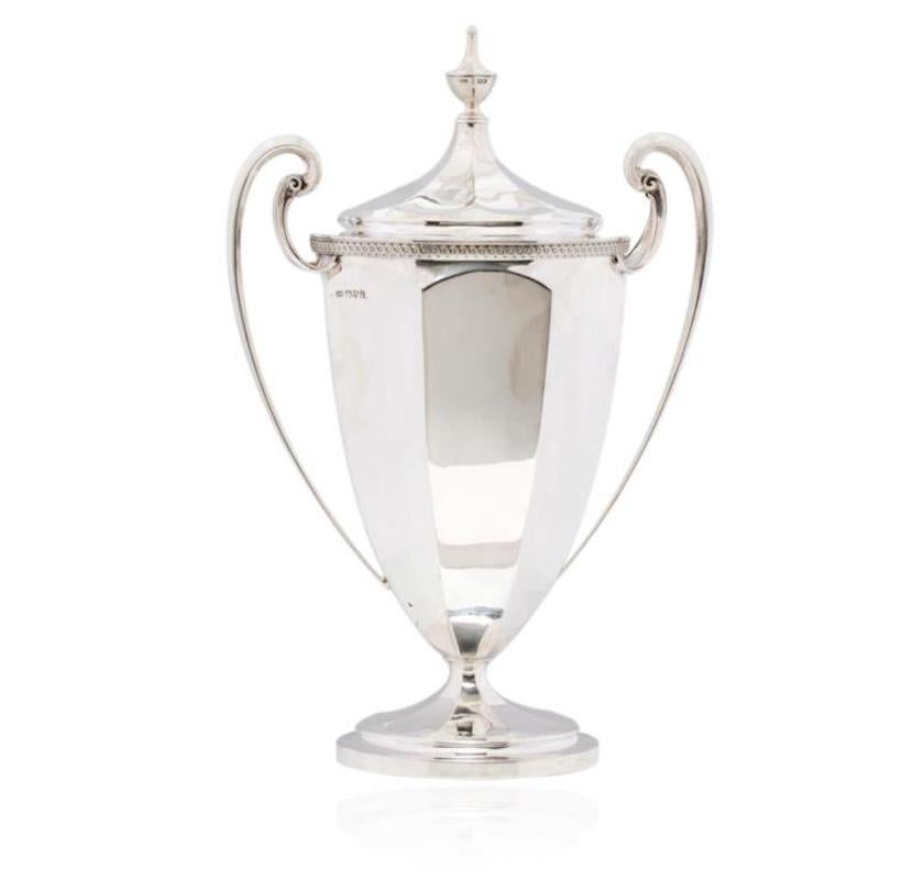 Early 20th Century 1911 Tiffany & Co. Diamond-Encrusted Sterling Silver Polo Trophy For Sale