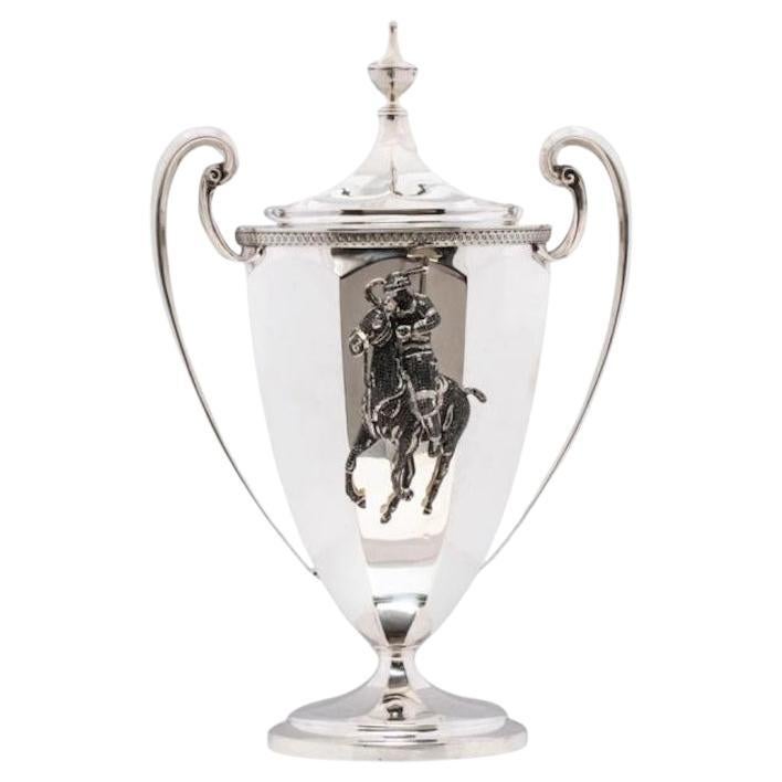 1911 Tiffany & Co. Diamond-Encrusted Sterling Silver Polo Trophy For Sale