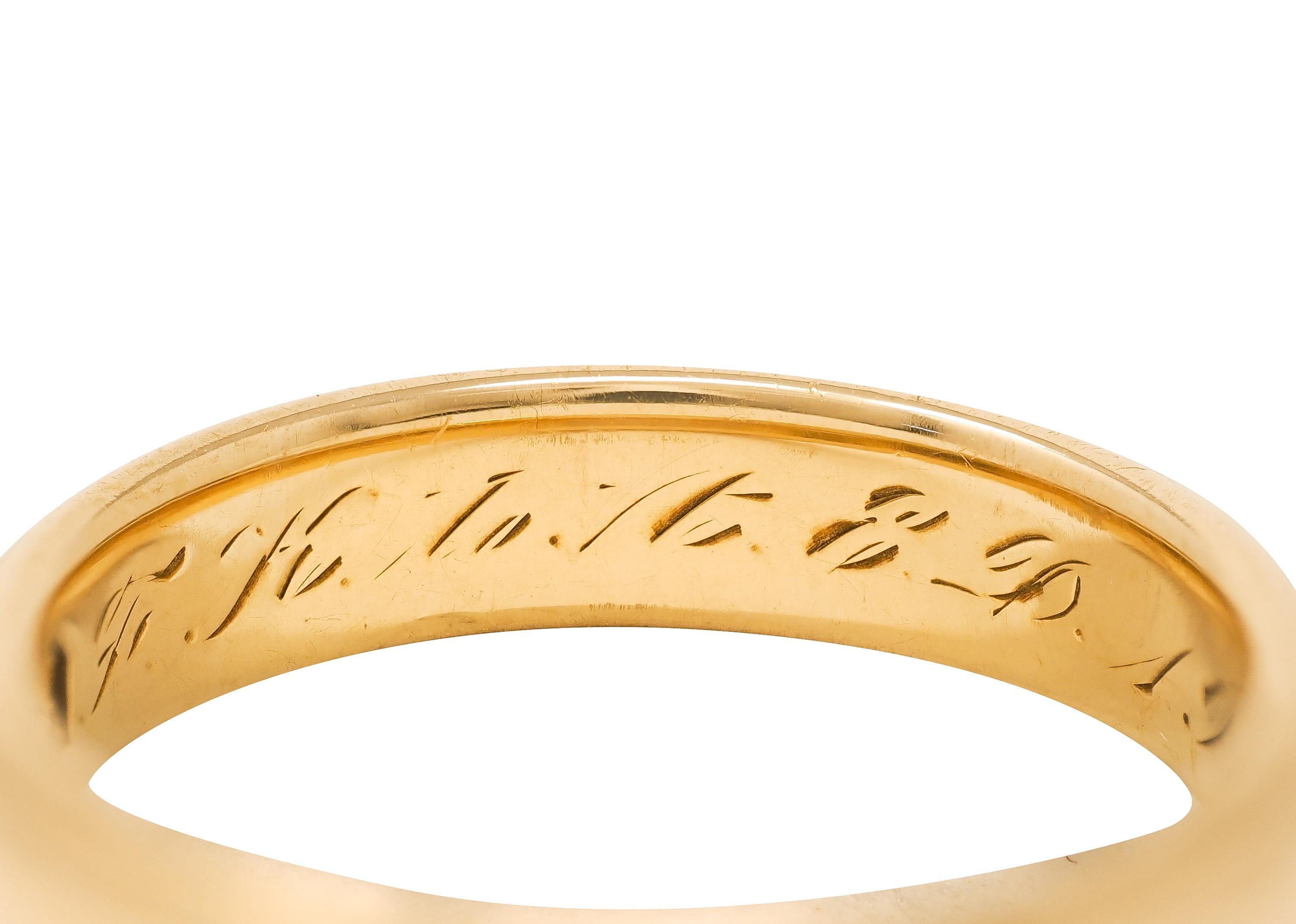 1912 Anneau de mariage ancien en or jaune 18 carats en vente 1